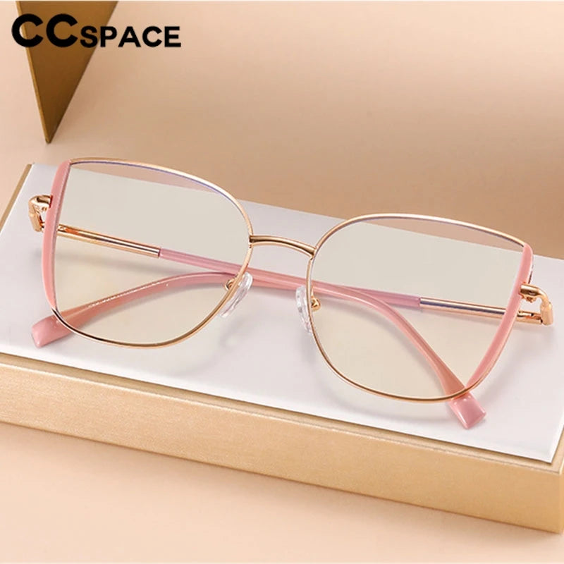 CCspace Women's Full Rim Square Tr 90 Titanium Eyeglasses 300377 Full Rim CCSpace   