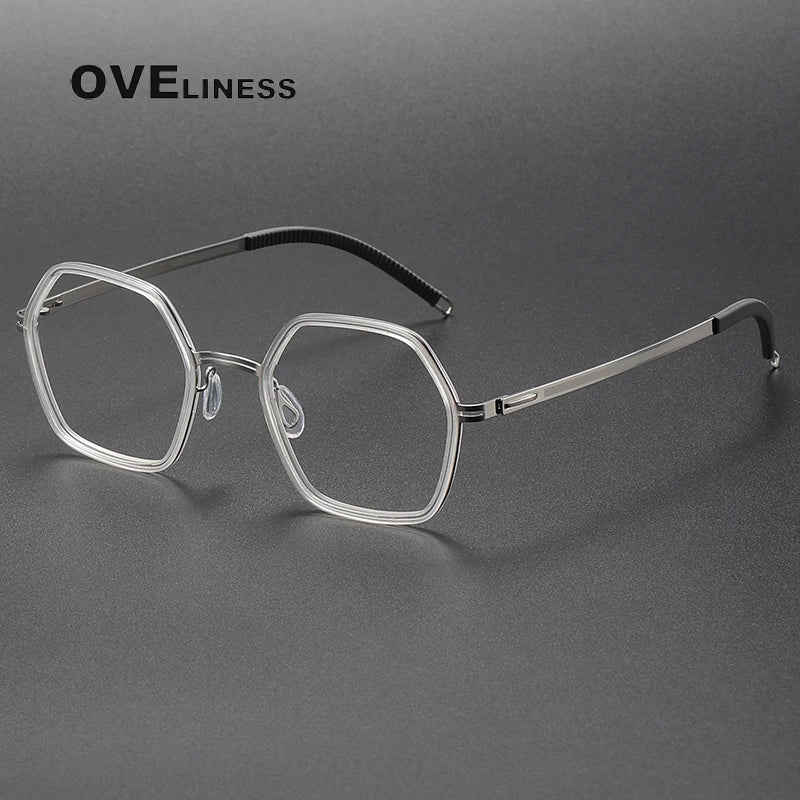 Oveliness Women's Full Rim Hexagon Acetate Titanium Eyeglasses 820222
