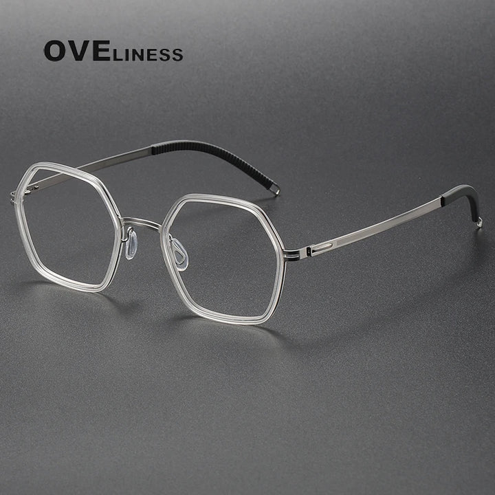 Oveliness Women's Full Rim Hexagon Acetate Titanium Eyeglasses 820222