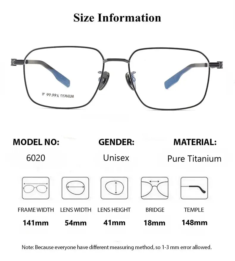 Summer Flower Men's Full Rim Polygon Square Titanium Eyeglasses 60204