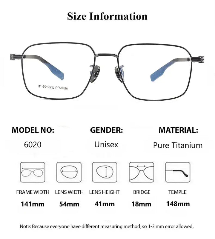 Summer Flower Men's Full Rim Polygon Square Titanium Eyeglasses 60204