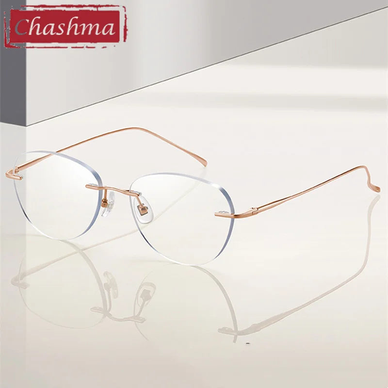 Chashma Ottica Women's Rimless Polygon Titanium Eyeglasses 98925 Rimless Chashma Ottica   