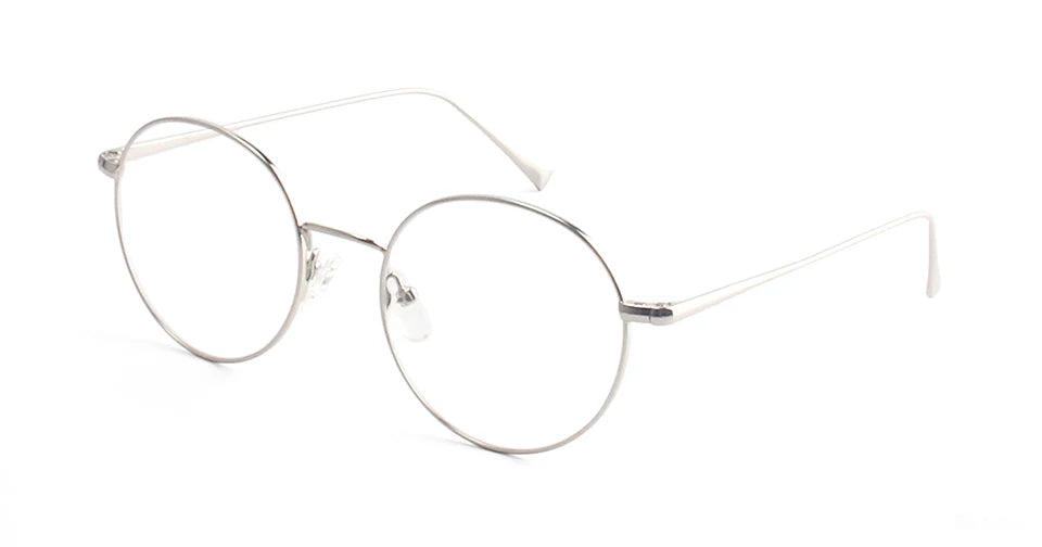 Esnbie Women's Full Rim Flat Top Round Alloy Eyeglasses 241269