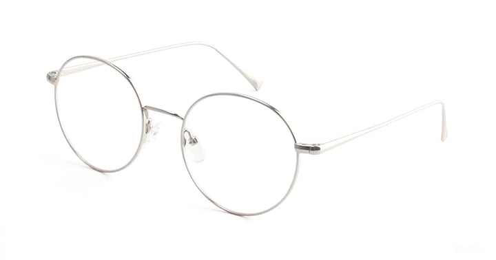 Esnbie Women's Full Rim Flat Top Round Alloy Eyeglasses 241269