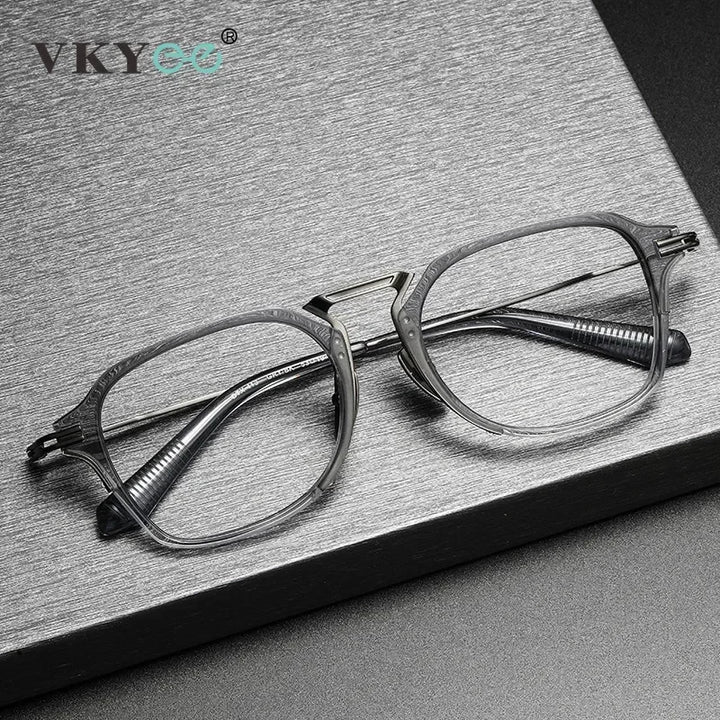 Vicky Men's Full Rim Big Flat Top Square Titanium Reading Glasses 44413 Reading Glasses Vicky   