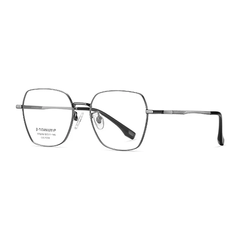 Ralferty Women's Full Rim Square Polygon Titanium Eyeglasses R6216 Full Rim Ralferty C85 Gun CHINA 