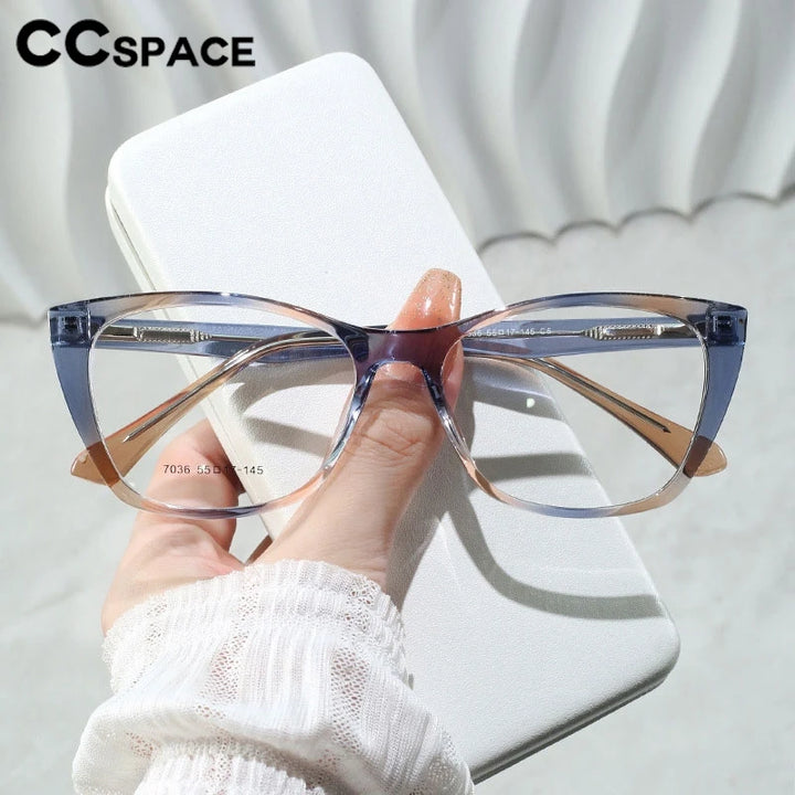 CCspace Women's Full Rim Square Cat Eye Tr 90 Titanium Eyeglasses 7036 Full Rim CCspace   