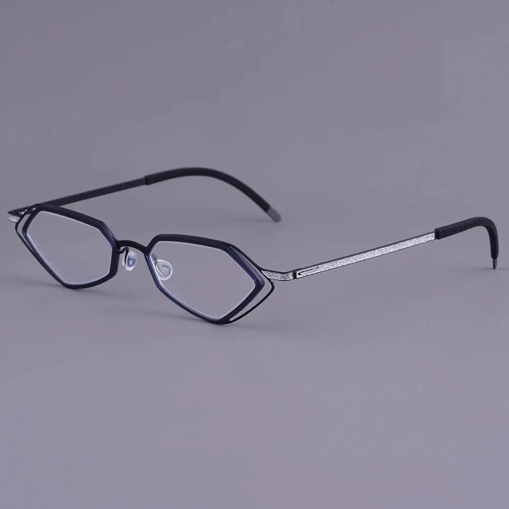 Bobbie 339576 Unisex Acetate Full Rim Polygon Oval Titanium Frames FuzWeb
