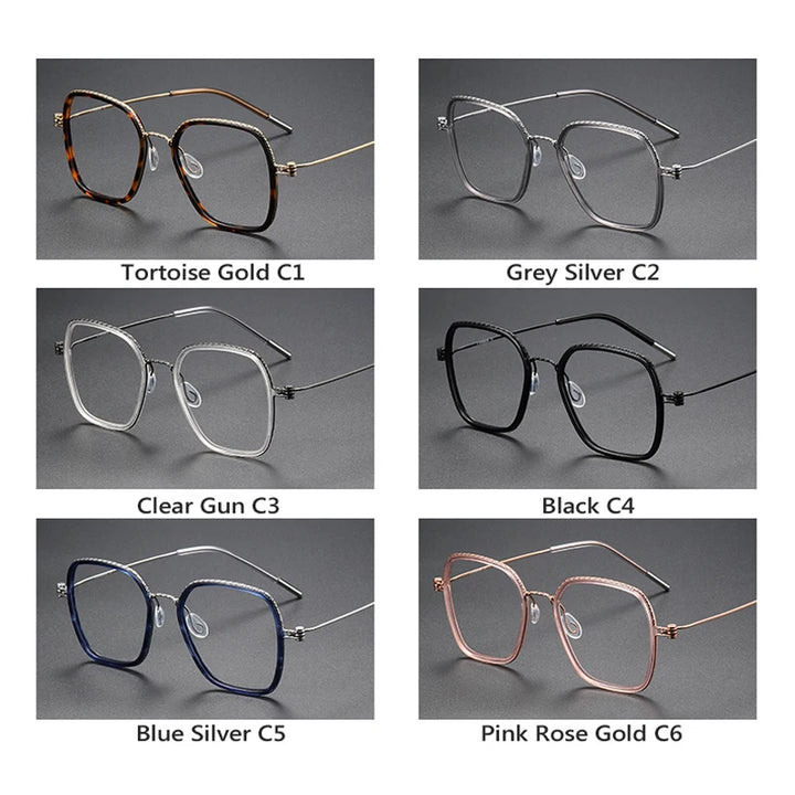 Oveliness Unisex Full Rim Square Acetate Titanium Eyeglasses 80895 Full Rim Oveliness   