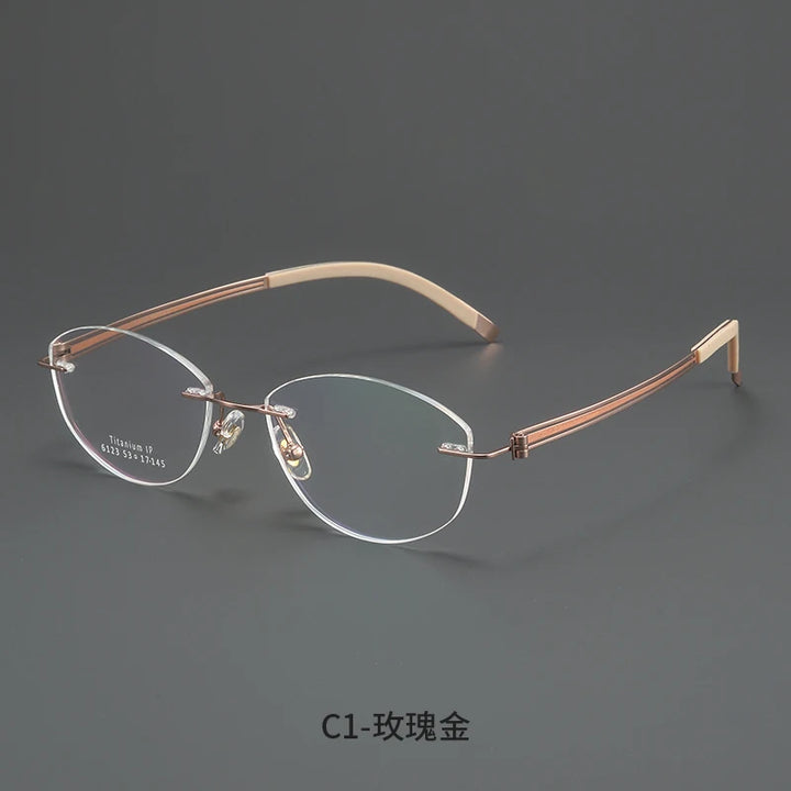 Bclear Women Rimless Cat Eye Titanium Eyeglasses MY-6123