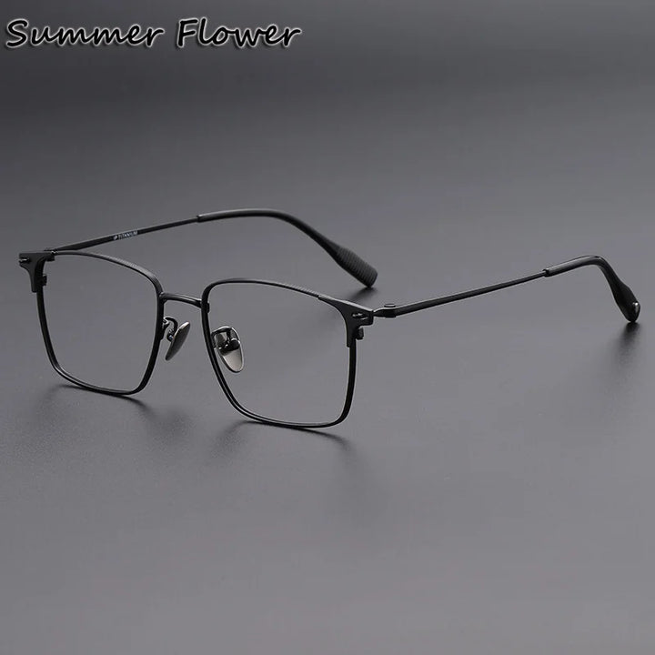 Summer Flower Men's Full Rim Square Brow Line Titanium Eyeglasses 62539