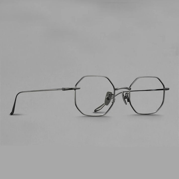 Black Mask Women's Full Rim Polygon Round Titanium Eyeglasses 396174