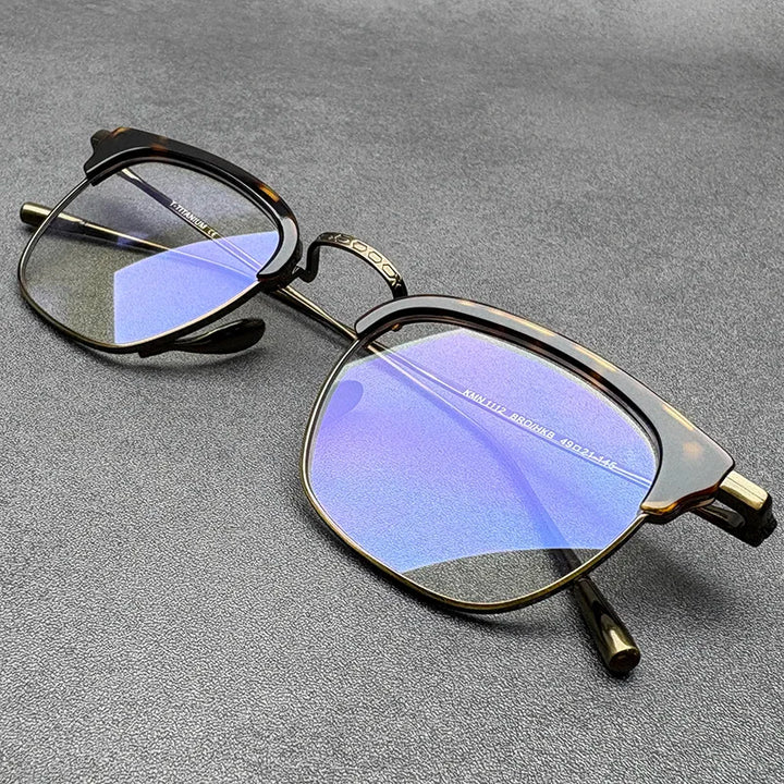 Black Mask Men's Full Rim Square Acetate Titanium Eyeglasses 41112