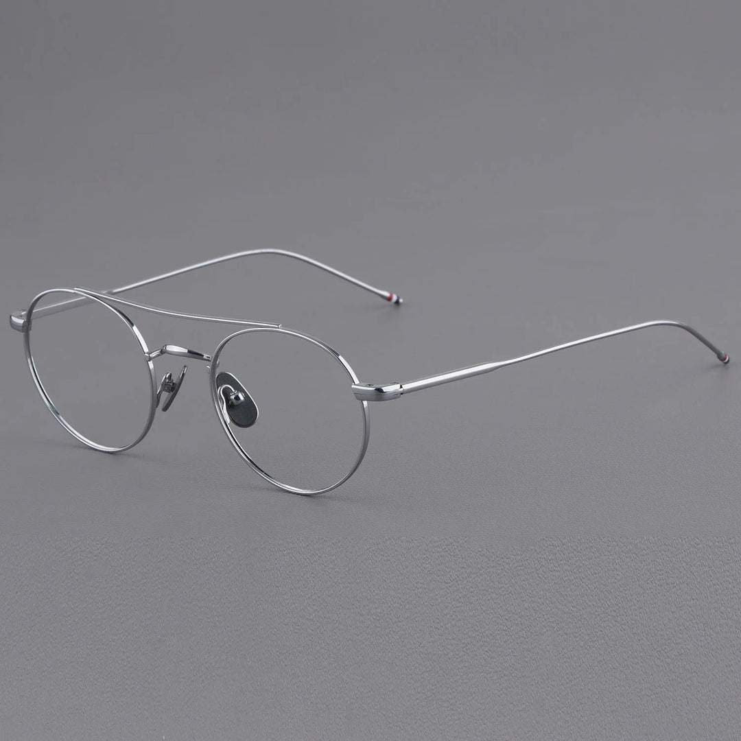 Bobbie Women's Full Rim Round Double Bridge Titanium Eyeglasses 612101