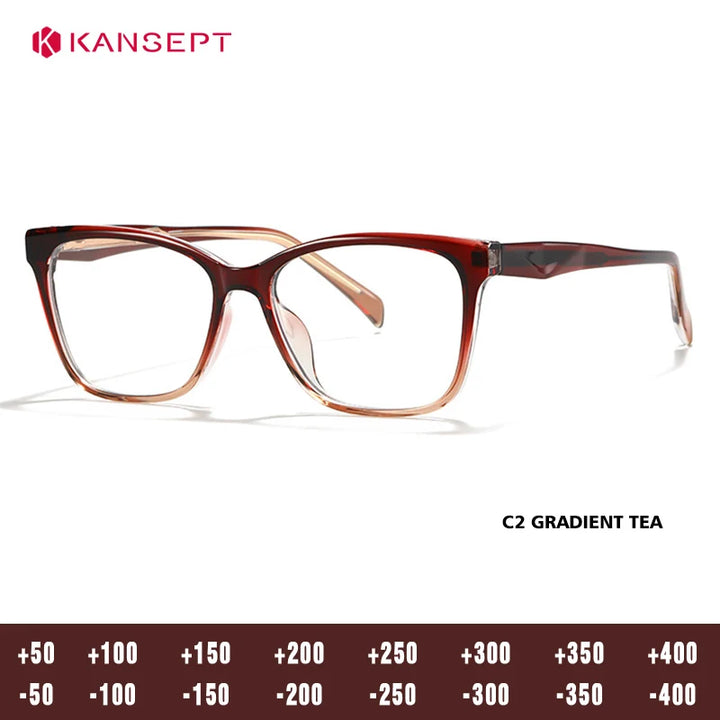 Kansept Women's Full Rim Square Tr 90 Alloy Reading Glasses 27016