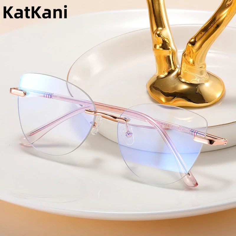 KatKani Women's Rimless Cat Eye Alloy Eyeglasses 83601 Rimless KatKani Eyeglasses   