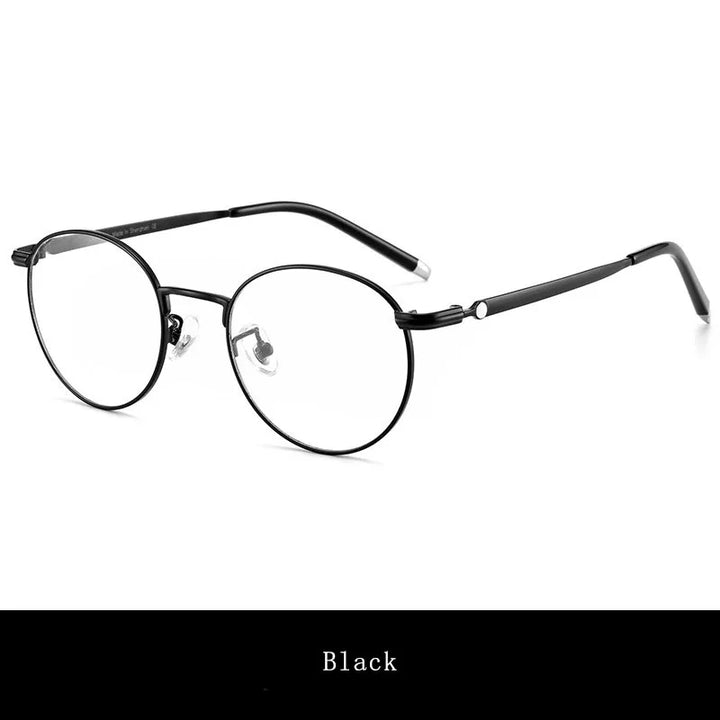 Hdcrafter Unisex Full Rim Round Titanium Eyeglasses 0172O Full Rim Hdcrafter Eyeglasses Black  