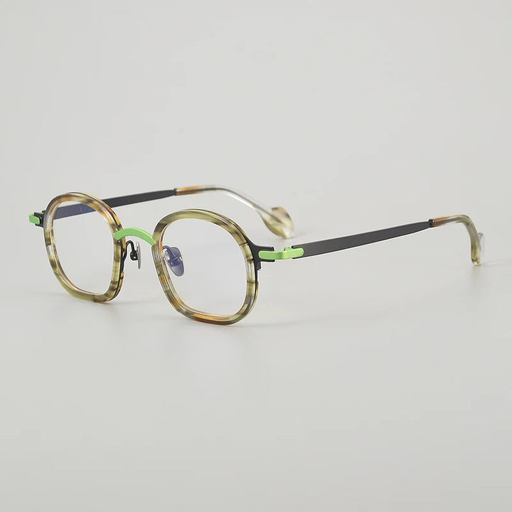 Muzz Unisex Full Rim Oval Square Acetate Titanium Eyeglasses 817003