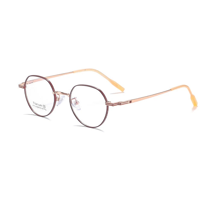 KatKani Unisex Full Rim Flat Top Polygon Alloy Eyeglasses 67918 Full Rim KatKani Eyeglasses C2  