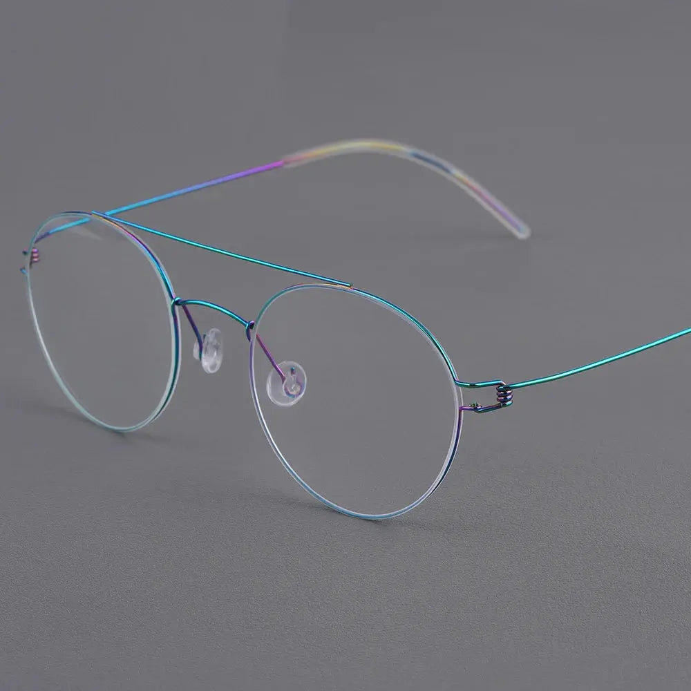 Bobbie 205044 Women’s Full Rim Double Bridge Round Titanium Frames FuzWeb