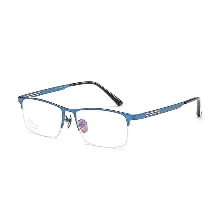 Yimaruili Men's Semi Rim Square Titanium Eyeglasses Y2322 Semi Rim Yimaruili Eyeglasses Blue  