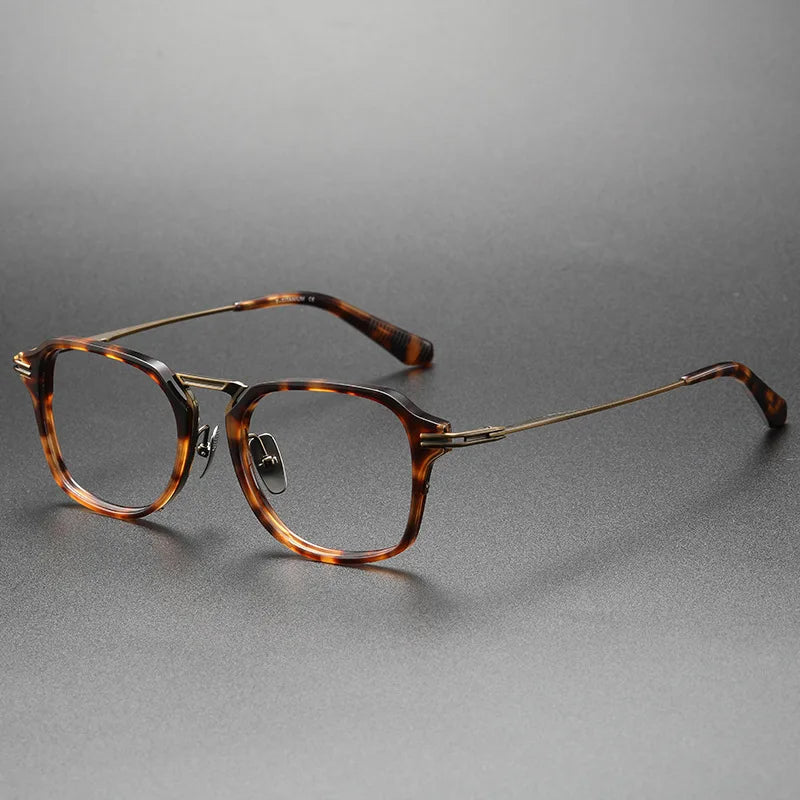 Vicky Men's Full Rim Big Flat Top Square Titanium Reading Glasses 44413 Reading Glasses Vicky -400 DTX413-bronze color 