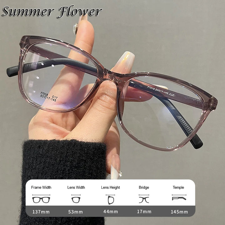 Summer Flower Women's Full Rim Square Cat Eye Tr 90 Titanium Eyeglasses 87018