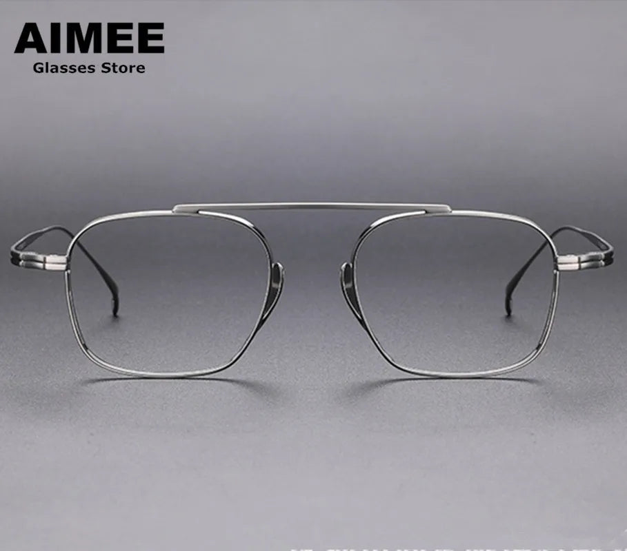 Aimee Unisex Full Rim Square Double Bridge Titanium Eyeglasses 9501 Full Rim Aimee   