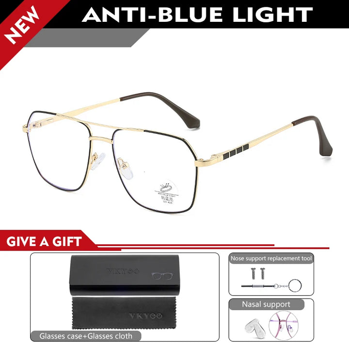 Vicky Unisex Full Rim Square Double Bridge Alloy Reading Glasses 6908 Reading Glasses Vicky -150 6908-C2 