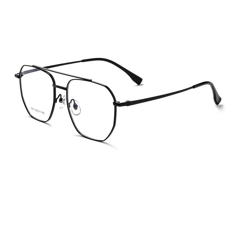 KatKani Unisex Full Rim Square Double Bridge Alloy Eyeglasses 5327T Full Rim KatKani Eyeglasses Black  