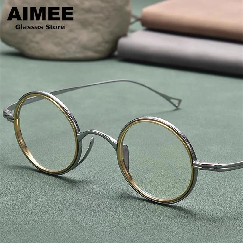 Aimee Unisex Full Rim Round Titanium Acetate Eyeglasses 112122 Full Rim Aimee   