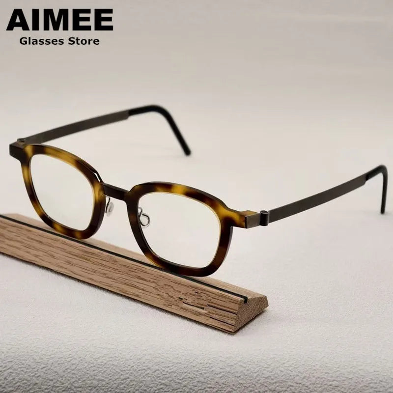 Aimee Unisex Full Rim Polygon Square Titanium Acetate Eyeglasses 541050