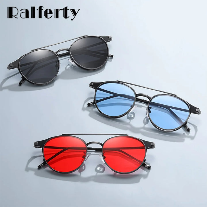 Ralferty Men's Full Rim Round Alloy Eyeglasses Flip Up Sunglasses R702 With Clip Ons Ralferty   