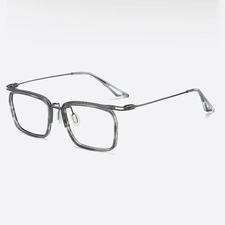 Bobbie Unisex Full Rim Big Square Acetate Titanium Eyeglasses 808663