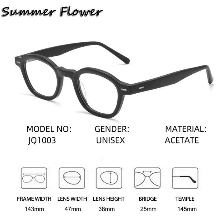 Summer Flower Men's Full Rim Flat Top Polygon Acetate Eyeglasses