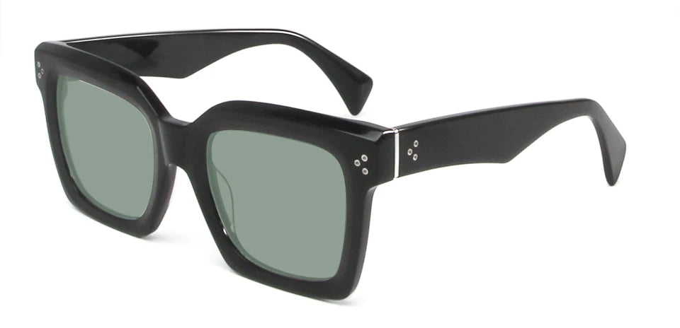Esnbie Unisex Full Rim Square Brow Line Acetate Sunglasses 246051