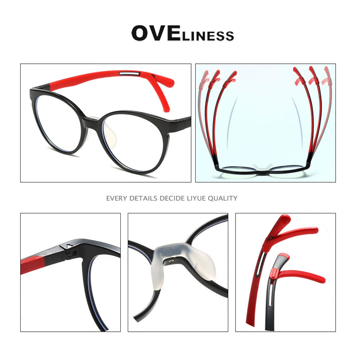 Oveliness Unisex Youth's Full Rim Round Tr 90 Titanium Eyeglasses T2022 Full Rim Oveliness   