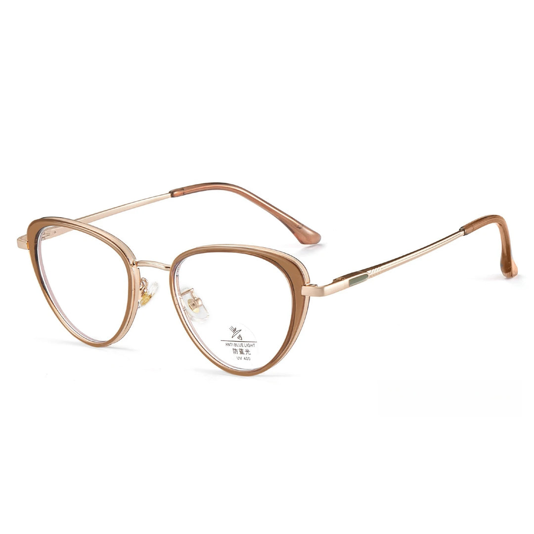 Yimaruili Women's Full Rim Cat Eye Tr 90 Alloy Eyeglasses Y11931 Full Rim Yimaruili Eyeglasses Cold Tea  