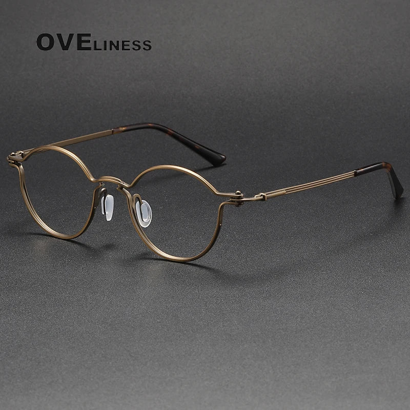 Oveliness Unisex Full Rim Round Titanium Eyeglasses C007 Full Rim Oveliness bronze  