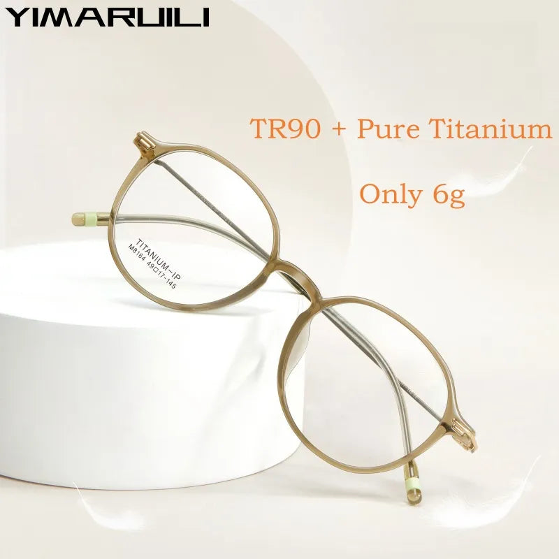 Yimaruili Unisex Full Rim Round Tr 90 Titanium Eyeglasses M8164 Full Rim Yimaruili Eyeglasses   