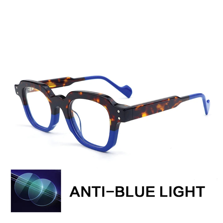 Gatenac Unisex Full Rim Flat Top Square Acetate Reading Glasses G2394