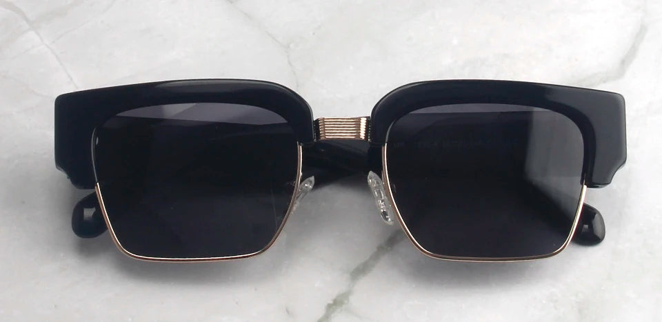 Esnbie Men's Full Rim Square Brow Line Acetate Alloy Sunglasses 123219