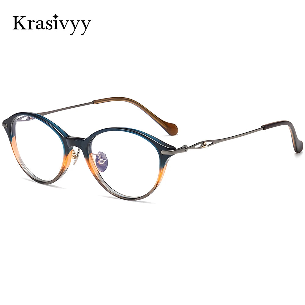Krasivyy Unisex Full Rim Oval Round Titanium Acetate Eyeglasses 316890