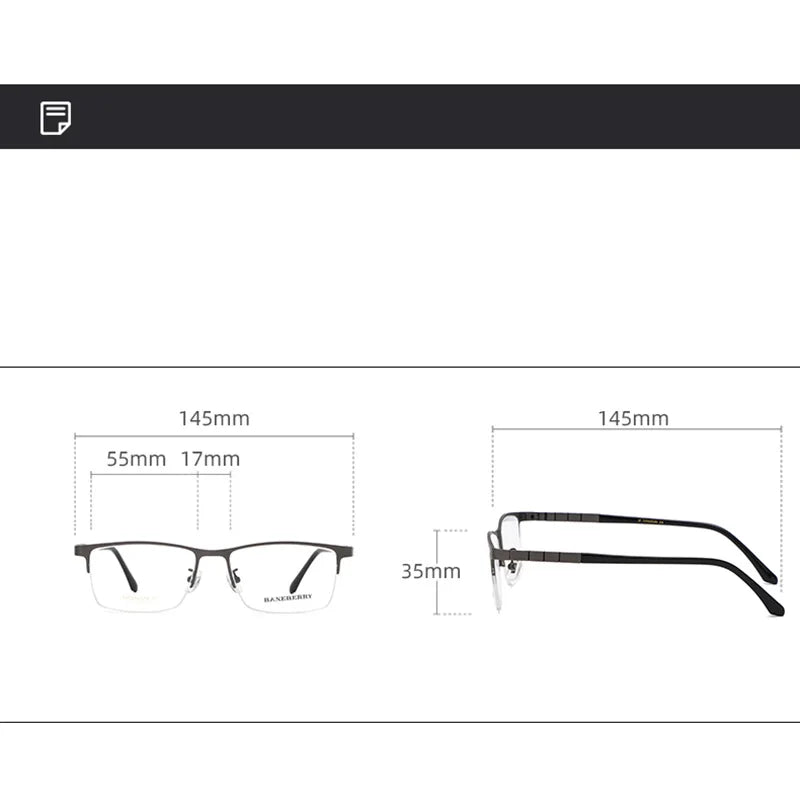 Reven Jate Unisex Semi Rim Square Titanium Eyeglasses 71075