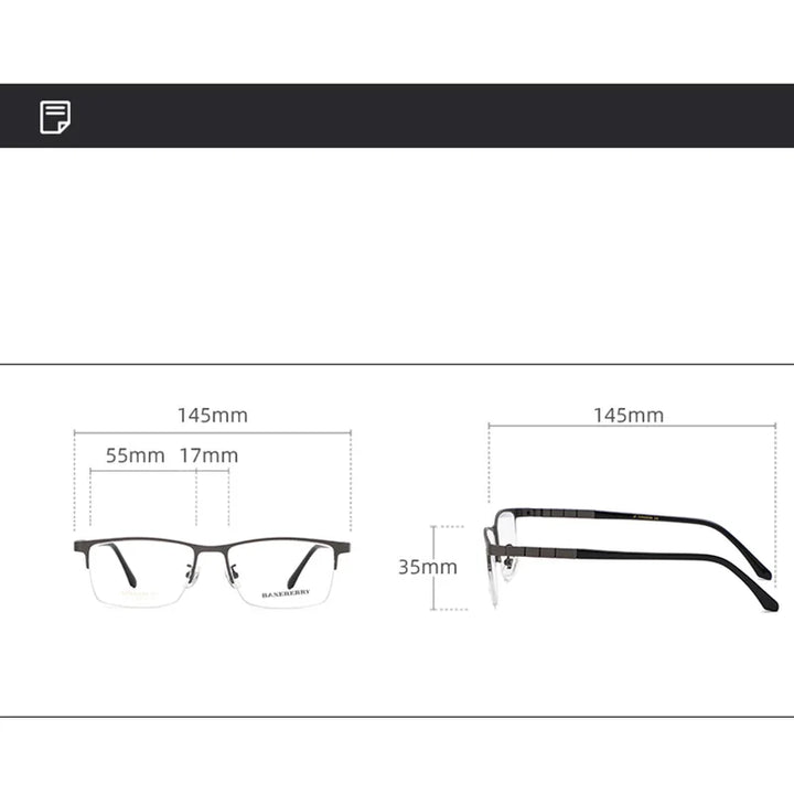 Reven Jate Unisex Semi Rim Square Titanium Eyeglasses 71075
