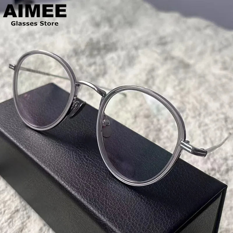 Aimee Unisex Full Rim Oval Round Titanium Acetate Eyeglasses 541905