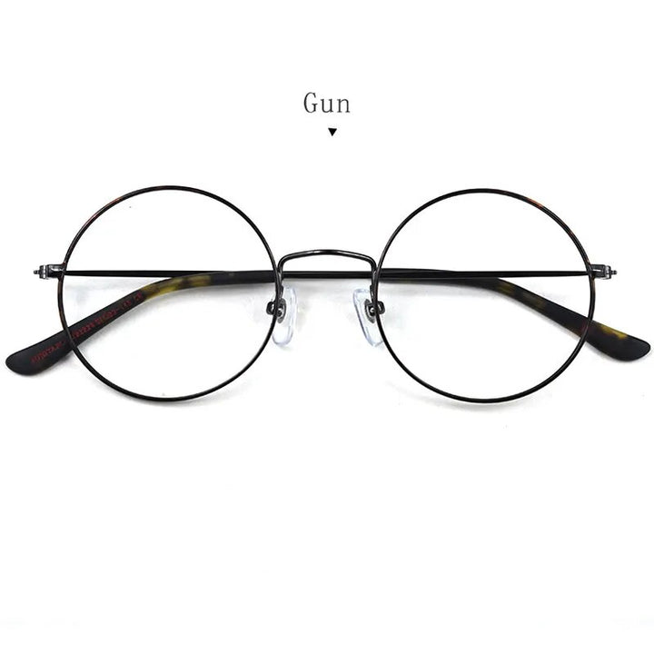 Hdcrafter Unisex Full Rim Round Titanium Eyeglasses 2282 Full Rim Hdcrafter Eyeglasses Gun  