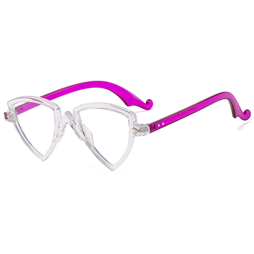 CCSpace Women's Full Rim Irregular Triangle Tr 90 Eyeglasses 56405 Full Rim CCspace ClearPurple Beige 