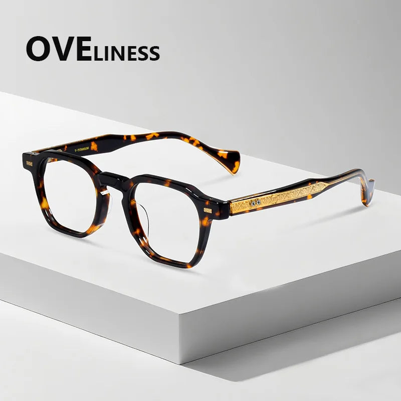 Oveliness Women's Full Rim Polygon Acetate Titanium Eyeglasses 926002