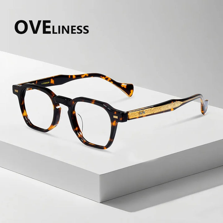 Oveliness Women's Full Rim Polygon Acetate Titanium Eyeglasses 926002
